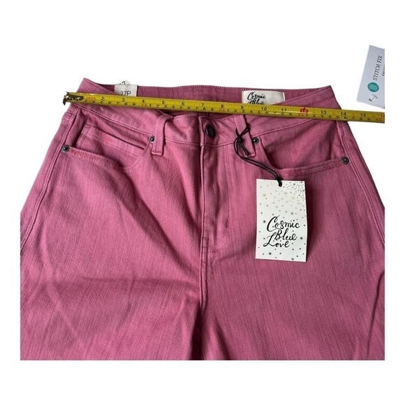 COSMIC BLUE LOVE Pink Flamingo Denim Jeans Stretch Skinny Split Cuffs Size 27P - Picture 10 of 14